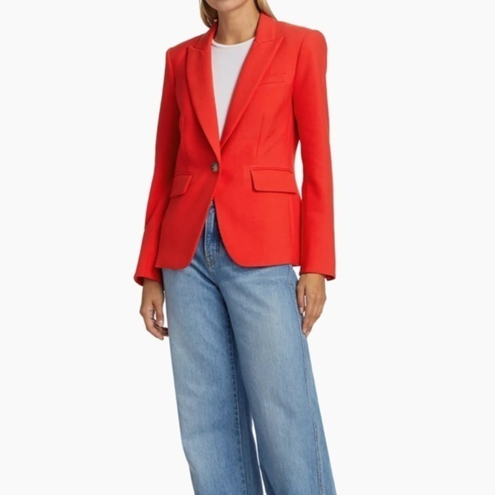 Veronica Beard Crepe Cutaway Dickey Jacket in Flame